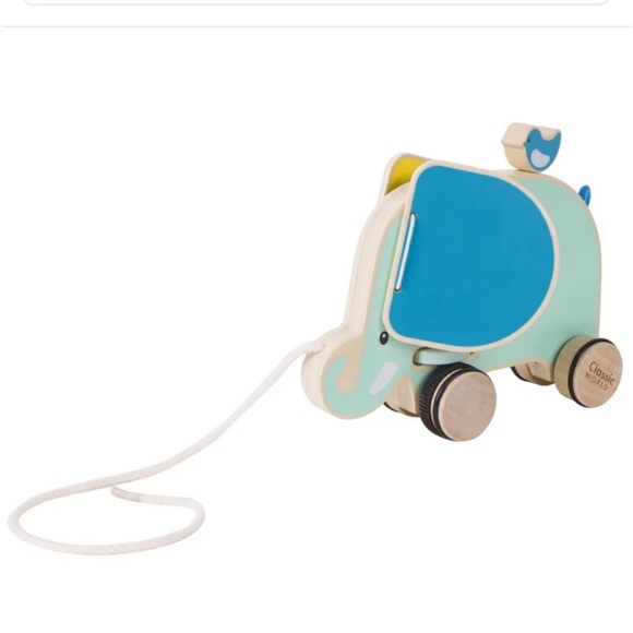 Pull Elephant Wooden Toy by Classic World NIB plus Ogobolli - Picture 3 of 11